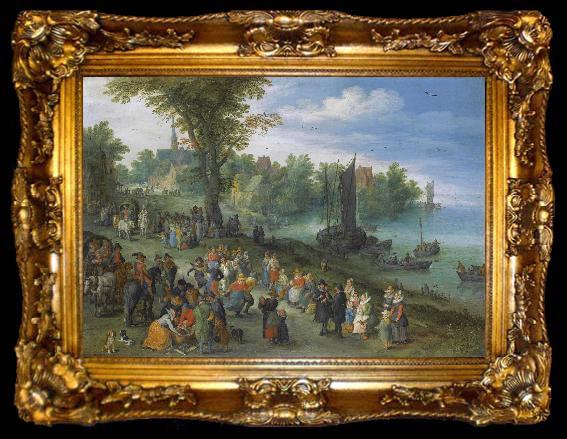 framed  Jan Brueghel People dancing on a river bank, ta009-2